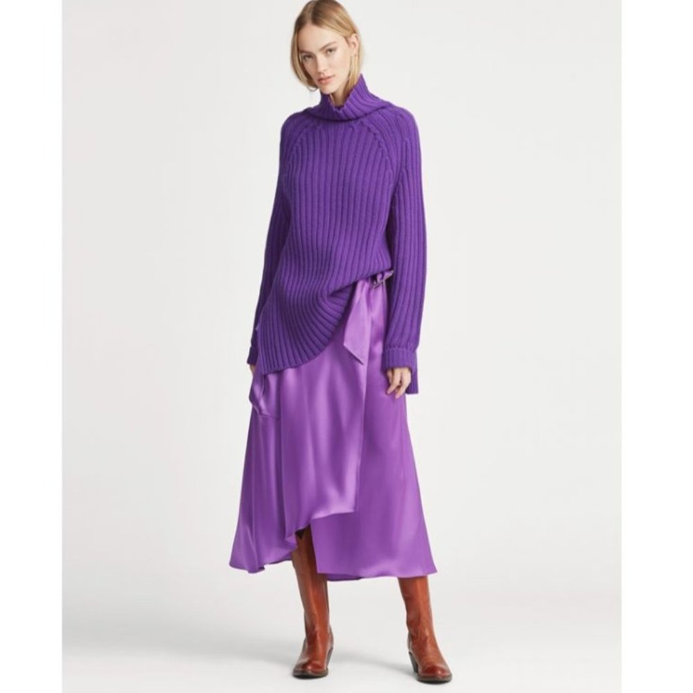 Ralph Lauren Satin Cargo Wrap Skirt M